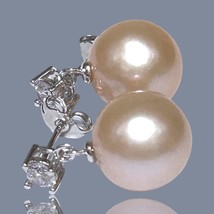 Fabluse Huge 11 - 11.5mm Natural Peach Gold Pink Edison Cultured Pearl Earrings - £33.21 GBP