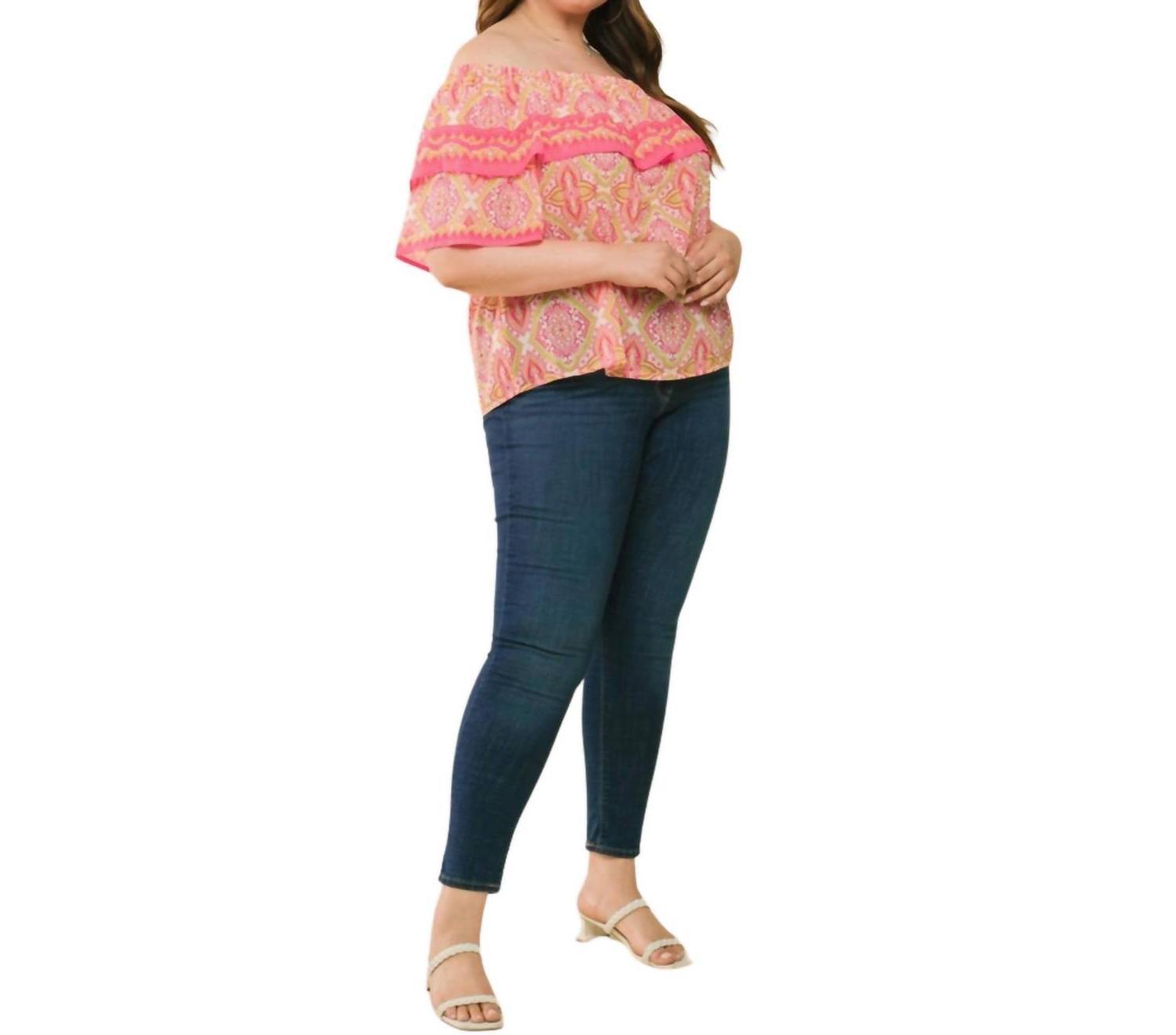 Flying Tomato Spread Cheer Woven Top Fuchsia Lime - $54.00