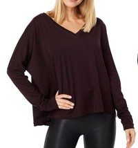 NWD Hard Tail Long Sleeve Boxy V Tee Red Plum Size L - £8.87 GBP