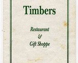 Timbers Restaurant &amp; Gift Shop Menu In the Heart of the Smoky Mountains  - £13.95 GBP