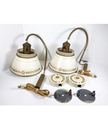 Vintage Metal Tole Toleware Counter Weight Painted Wall Mount Lamps Ligh... - £193.49 GBP