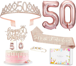 50Th Birthday Gifts Decorations for Women, Including 50Th Happy Birthday Cake To - £18.26 GBP