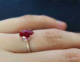Zertifiziert Natürlich 3Ct Rot Rubin 14K Gelbgold Versilbert Ring für Damen - £38.82 GBP