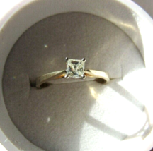 1/4 Carat Princess Cut Square Diamond Solitaire 10K Yellow Gold Size 6.75 Ring - £276.97 GBP