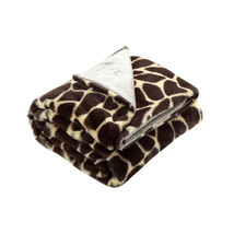 Yellow and Brown Knitted PolYester Animal Print Plush Throw Blanket - £42.10 GBP