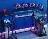 47 Inch L Shaped Gaming Desk L Desk Gaming Desk With Led Lights Computer... - $277.99