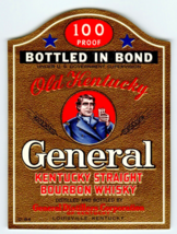 Old Kentucky General Straight Bourbon Whisky Label Original Vintage Embo... - $9.71