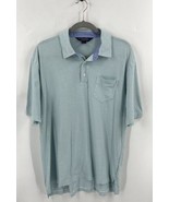 Brooks Brothers Polo Shirt Sz Large Teal Blue White Striped Cotton Origi... - $24.75