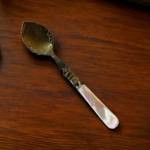 Antique Victorian EPNS Jam Spoon Mother Of Pearl Handle Engraved Floral Bowl - $23.25