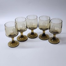 Vintage Pfaltzgraff Village 6-ounce 5¼” Wine Glasses Goblets - MINT Set Of 5 - £27.95 GBP
