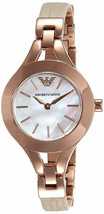 NWT Emporio Armani Women&#39;s Rose Steel And Leather Bracelet Watch AR7354 - £92.04 GBP