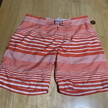 Gap Board Shorts Mens Size XL Orange Striped Drawstring Zipper Pockets - $16.27