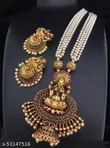 Indian Women Temple Necklace Set Gold Plated Fashion Jewelry Wedding Traditional - £24.28 GBP