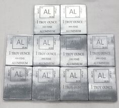 Plein De 10 x 1 Troy Once,Aluminium Lingot Barre .999 Fin,Pure Barre,10 ... - $36.17