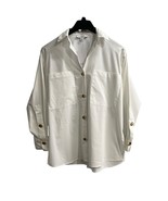 Magaschoni Top Womens S White Gold Button Down Blouse Tunic Capsule Mini... - $48.33 CAD