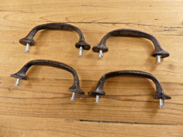 4 CAST IRON HANDLES RUSTIC DRAWER PULLS 5 1/4&quot; LONG  **SMALL HOLES IN CA... - £11.72 GBP