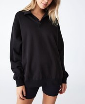 COTTON ON Womens Activewear Oversized Polo Top Size Large Color Black - £31.13 GBP
