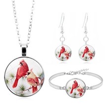 Fashion Women Jewelry Sets Pendant Necklace Bracelet Earrings Jewelry Set Red Ca - £16.83 GBP
