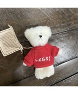 Boyds Mini Messenger Bear White Plush Message Hugs Red Shirt 3.5 Inch St... - $94.76 CAD