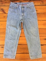 Lands End 100% Cotton Distressed White Washed Light Blue Jeans Mens 34 32x27 - $29.99