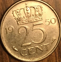 1950 Netherlands 25 Cents Coin - £1.33 GBP