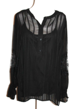 Simply Vera Wang Black Blouse Size Medium Short Sleeve Career Lightweigh... - $22.50