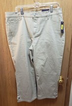 NYDJ not your daughters jeans Rhinestone Grommet Capri Pants Tan Womens ... - $34.95