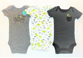 Carter&#39;s Child of Mine Infant Boys 3pc Bodysuits Size Preemie Dinosaur - £6.75 GBP