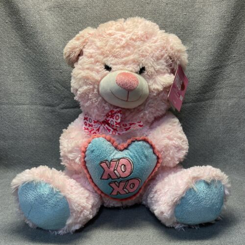 NWT Hug Fun International Valentine's Day XO XO Pink Bear Kg - £11.59 GBP