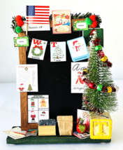 Miniature Christmas Display School Classroom Blackboard Decorations Tree US Flag - £34.55 GBP