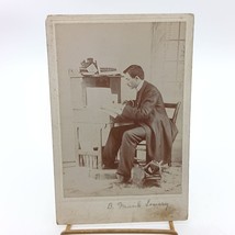 Antique Cabinet Card Photograph Of Man Writing At Desk By B. Frank Lowry - £21.69 GBP