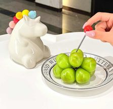 interoknack Unicorn Ceramic Fruit Fork Holder with Colorful Rainbow Mane... - $739.38 MXN