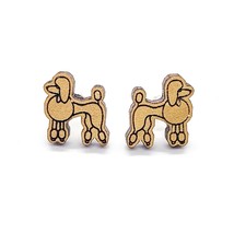 Poodle Dog Earrings - Wood - £11.15 GBP