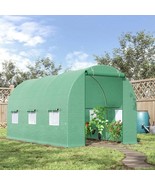 14.5 ft x 6.3 ft Outdoor Greenhouse with Green PE Cover and Sturdy Steel... - $326.64 CAD