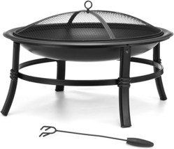 Fire Pit For Outside 26 Inch Firepit Outdoor Wood Burning Small Bonfire Pit Bbq - £73.35 GBP