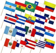 Moon Knives 12&#39;&#39;x18&#39;&#39; Set of 20 Latin American Countries Stick Flag wood Staff - - £47.06 GBP