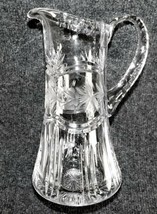 American Brilliant Period Glass PITCHER  Flowers Banding Gorgeous 9 3/4&quot; - £55.13 GBP