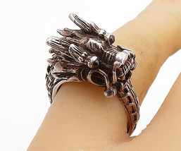 925 Sterling Silver - Vintage Sculpted Dragon&#39;s Head Statement Ring Sz 7- RG6251 - £69.57 GBP