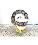 VTG WINDSOR BONE CHINA TEACUP AND SAUCER BLACK &amp; GOLD 1203/89 ENGLAND - $39.13 CAD