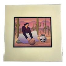 RC Gorman Southwest Art 8”  Tile Saguaro Cactus Native Woman and Pottery Vintage - £44.12 GBP