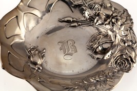 Sterling Silver Art Nouveau Repousse Floral Plate C105C 5.75&quot; - £94.96 GBP