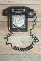 Antique telephone vintage rotary dial ericsson old black wall mount phone - £181.97 GBP
