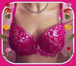 $80 36DD Berry Pink Silver Lace Dream Angels Victorias Secret Lined Demi UW Bra  - £38.70 GBP