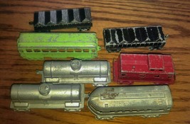 Vintage Lot of 7 Midgetoy Train Cars Die Cast Metal Rockford - £31.16 GBP