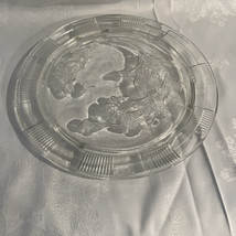 Vintage 1950s Rose Clear Glass Footed Cake Plate 11 1/2” - £18.61 GBP