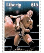 2000 wwf The Rock with The People&#39;s close Line Liberia $15 stamp yes sur... - £1.48 GBP