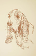 BASSET HOUND DOG ART PRINT Kline Lithograph #244 Your dogs name added fr... - $49.45