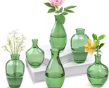 The Set Of Six Green Glass Bud Vases Is Perfect For Holding Small Flower... - £25.14 GBP