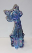 Fenton Glass Kimberlight Blue Carnival Iridized Alley Cat Figurine Mosse... - $174.12