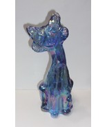 Fenton Glass Kimberlight Blue Carnival Iridized Alley Cat Figurine Mosse... - £139.18 GBP